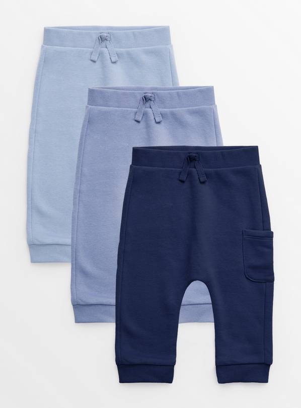 Plain Blue Joggers 3 Pack 6-9 months